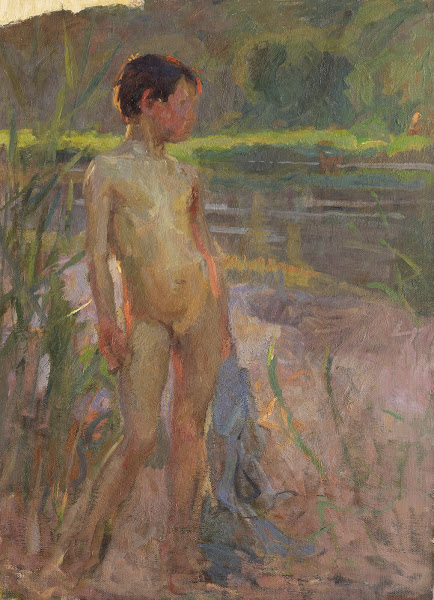 Badender Bub an der Donau 1900
