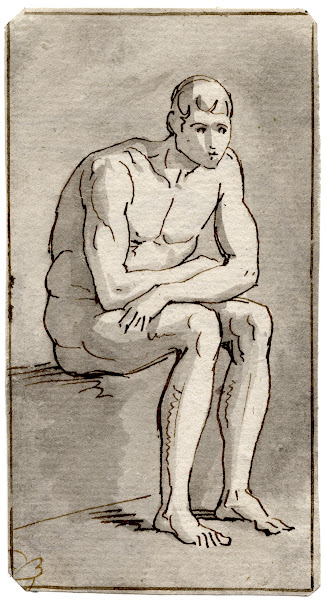 Zittende man naaktfiguur
