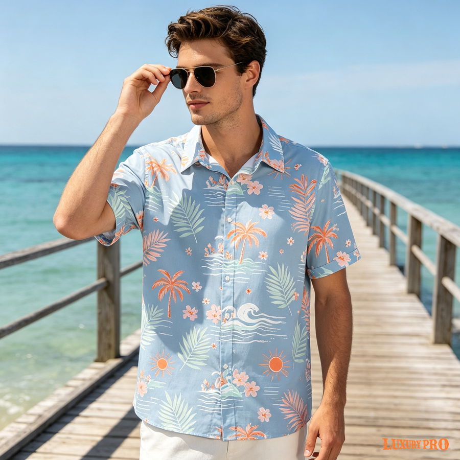 AOP EO Cuban Collar Shirt (No Pockets, Slub Linen)