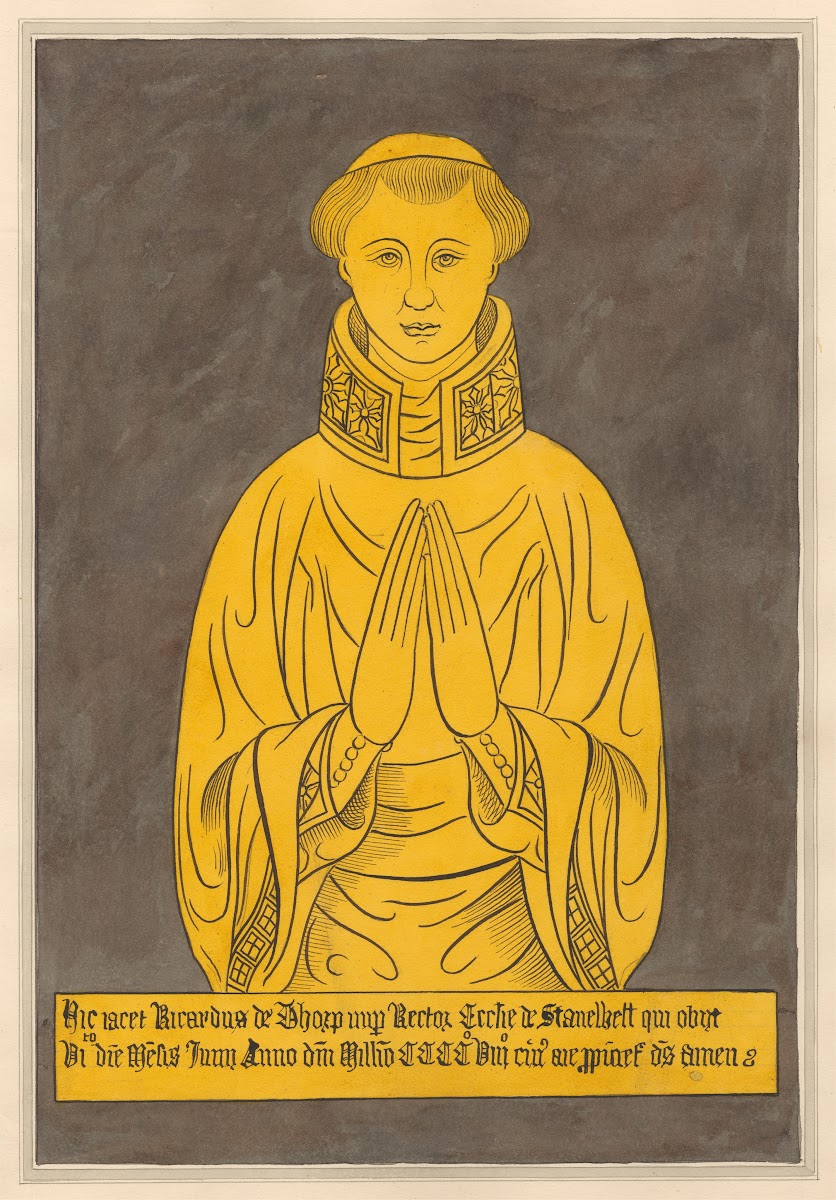 Brass Plate for Richard de Thorp from Stanwell Church 1796 1811