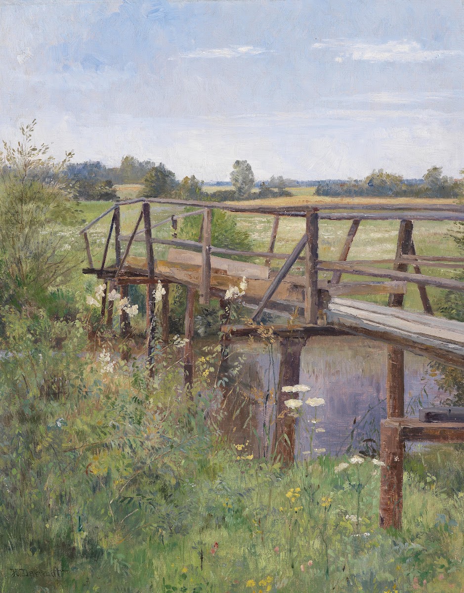 Sommerlandschaft mit Brücke