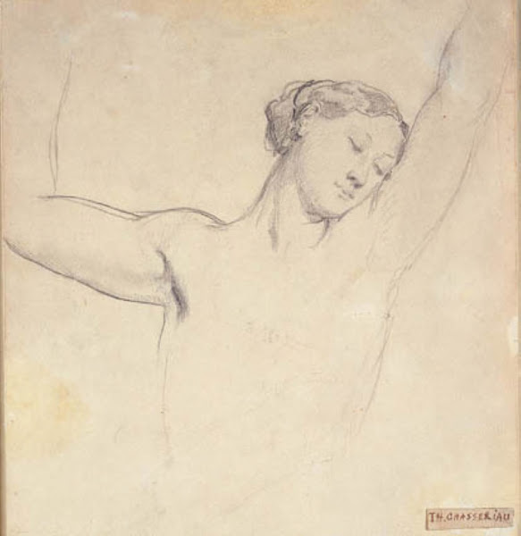 Kvindelig model halvfigur med hævede arme 1819  1853