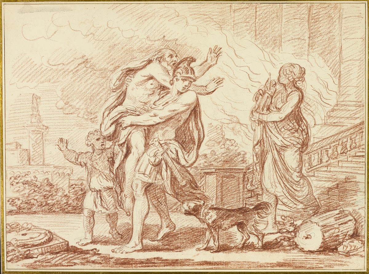 Aeneas Fleeing with Anchises from the Ruins of Troy 1777