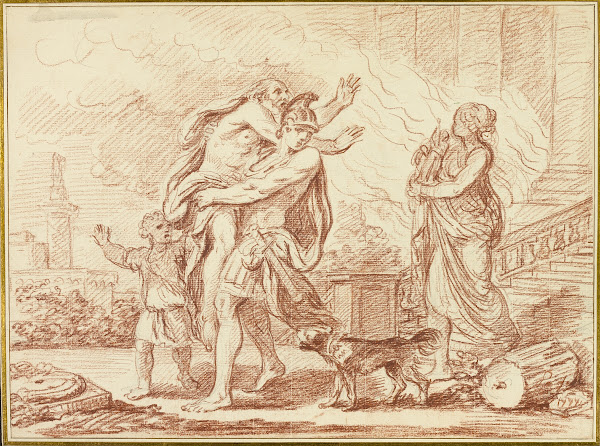 Aeneas Fleeing with Anchises from the Ruins of Troy 1777