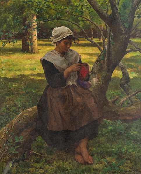 A Peasant Girl Knitting 1870