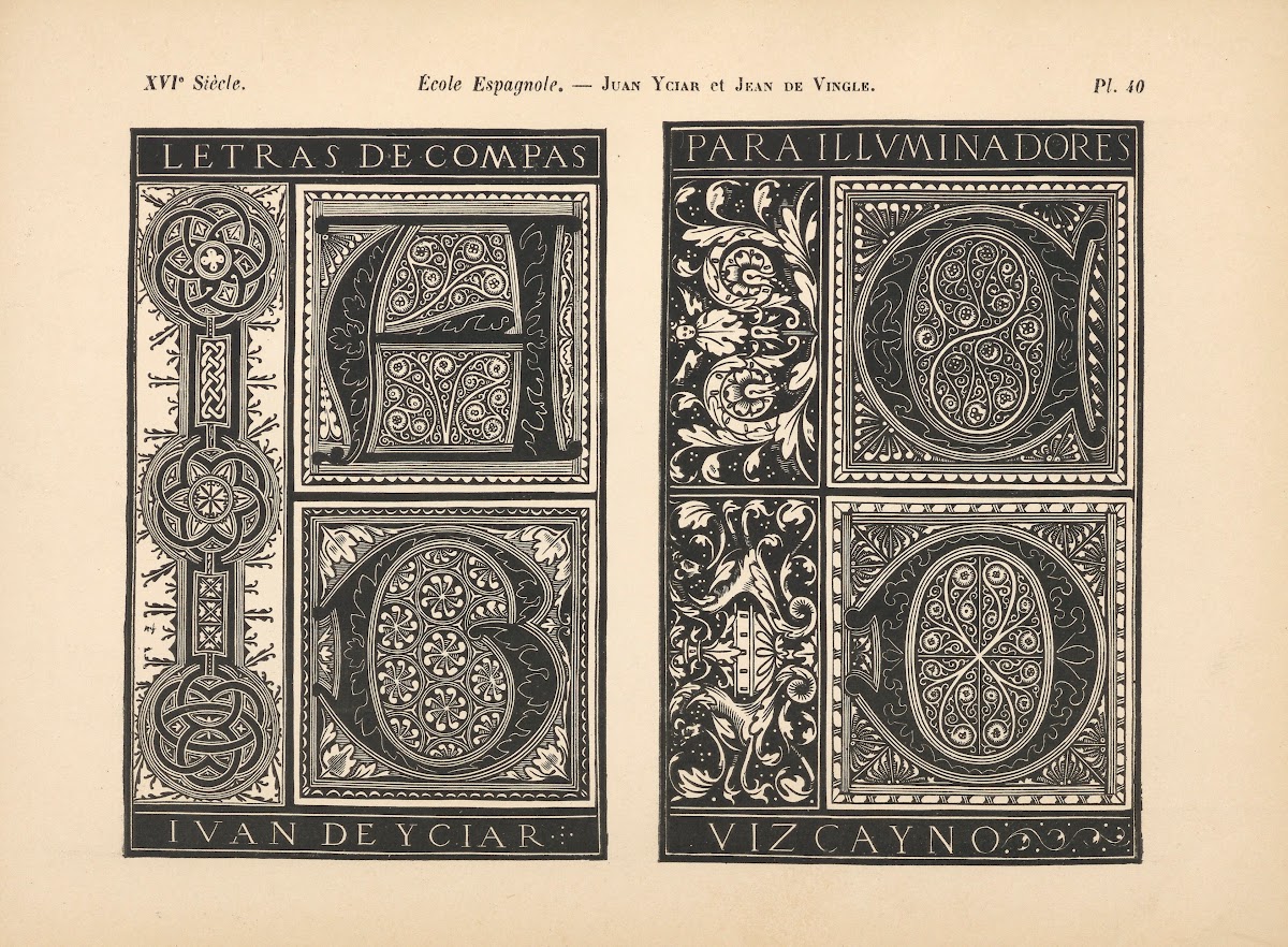 École Espagnole  Juan Yciar et Jean de Vingle  Grandes initiales 1895