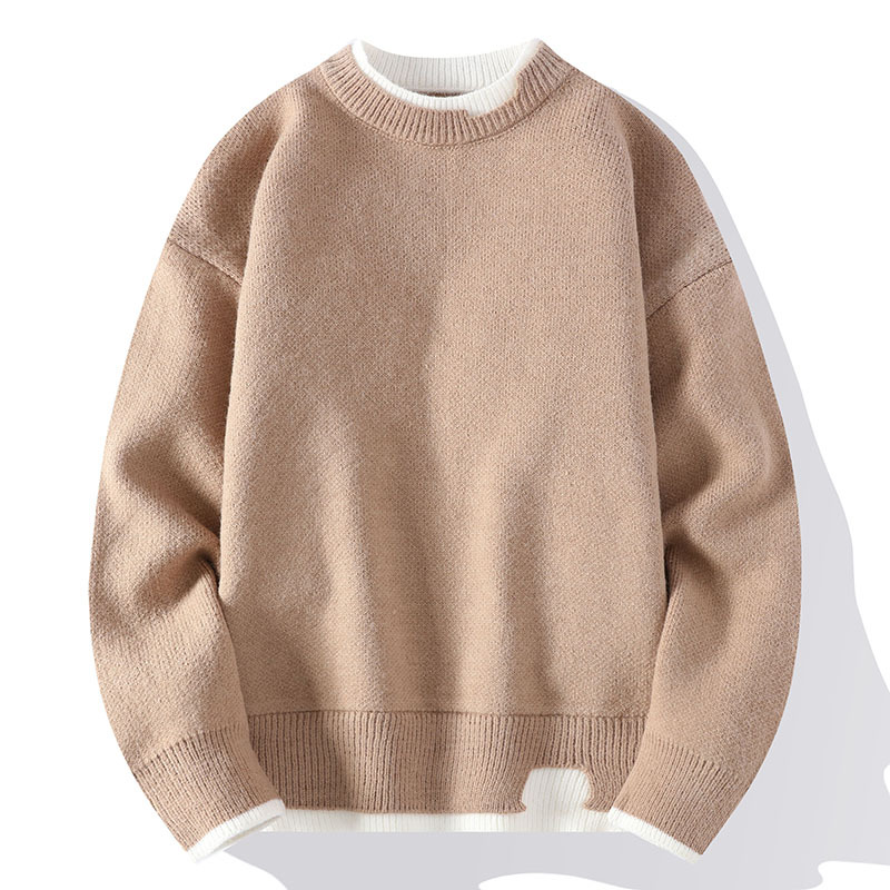 Men's knit sweater in faux-layer look, fashionable and comfortable