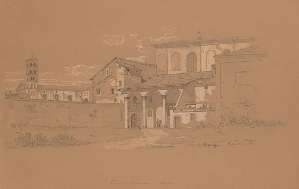 Basilica of Saint Sabina on the Aventine Hill in Rome in the Background on the L