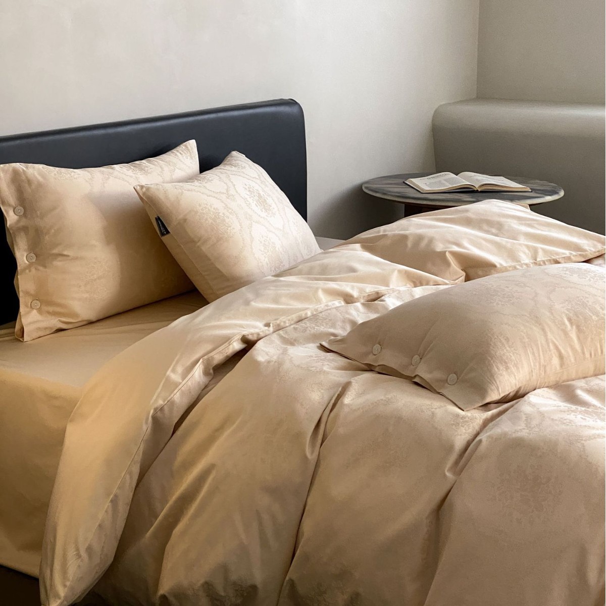 Cotton bedding set, 4-piece, Jacquard