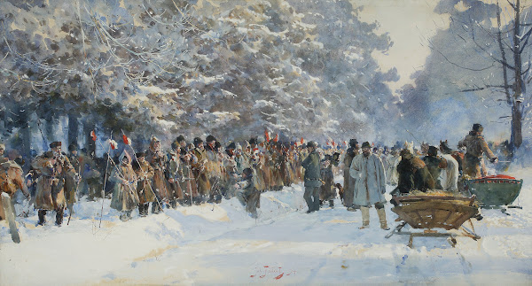 Battue  a hunt in Staszów 1894