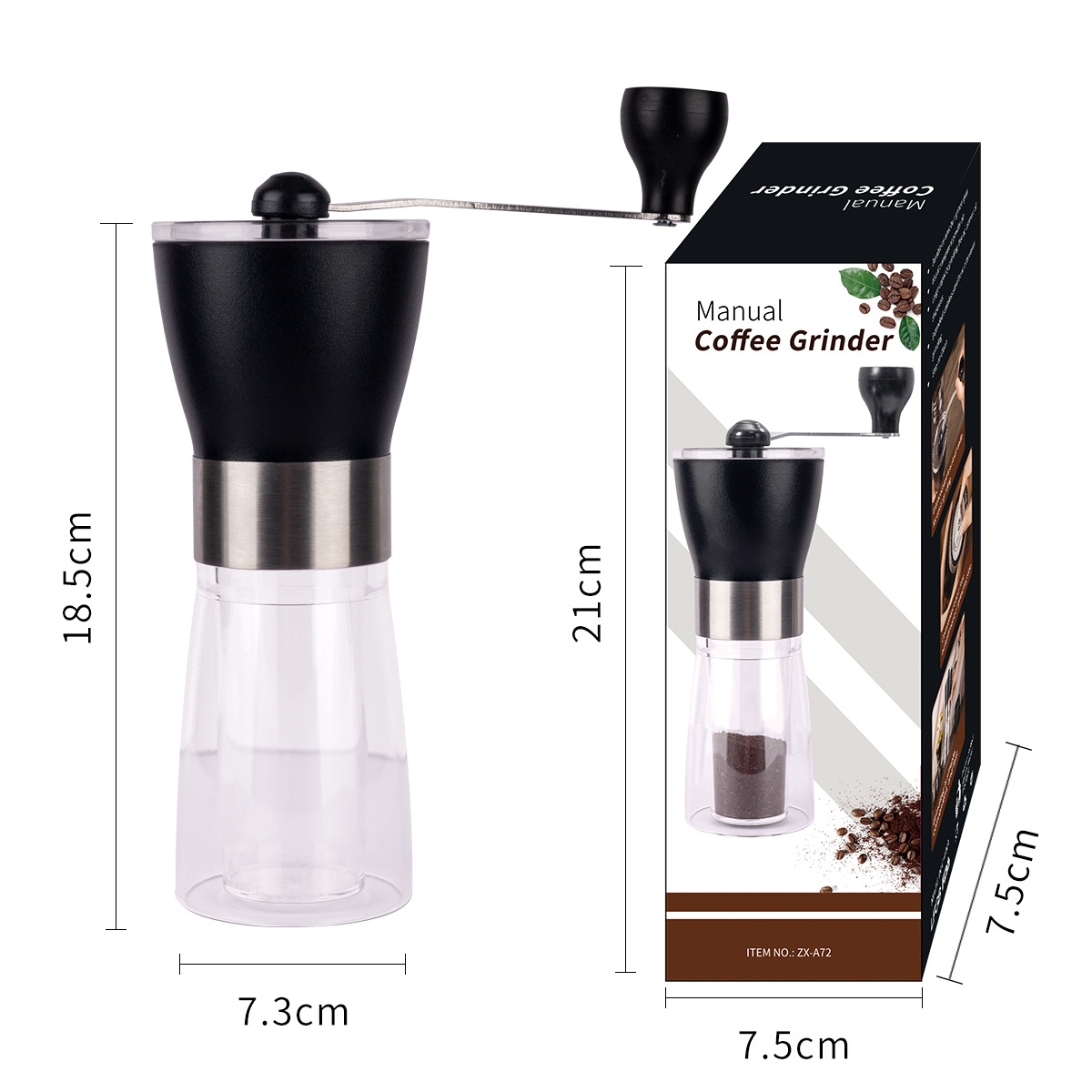 Hand-crank coffee grinder, portable