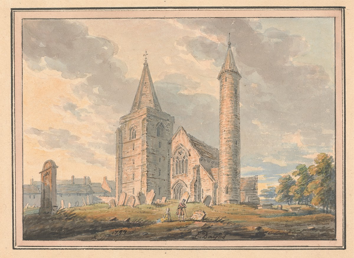 Brechin Cathedral and round tower Forfarshire Scotland 1797