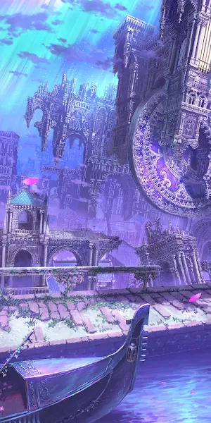 Fantasy Landscape, Anime Art, Venice Inspired, Purple Aesthetic 5K Wallpaper Background