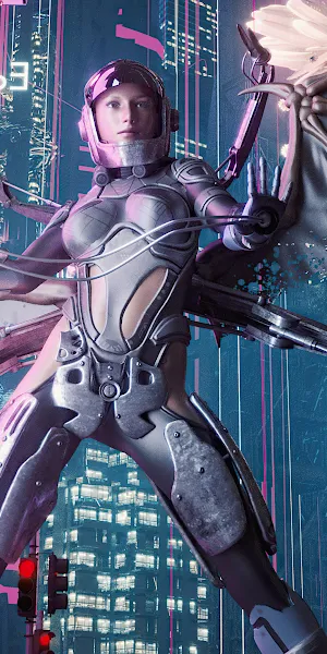 Cyberpunk, Angel, Futuristic, Neon 4K Wallpaper Background
