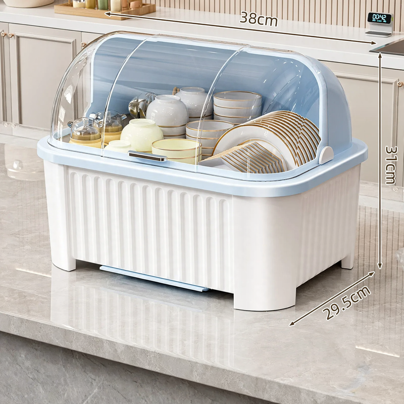 Plastic dish rack with a shelf