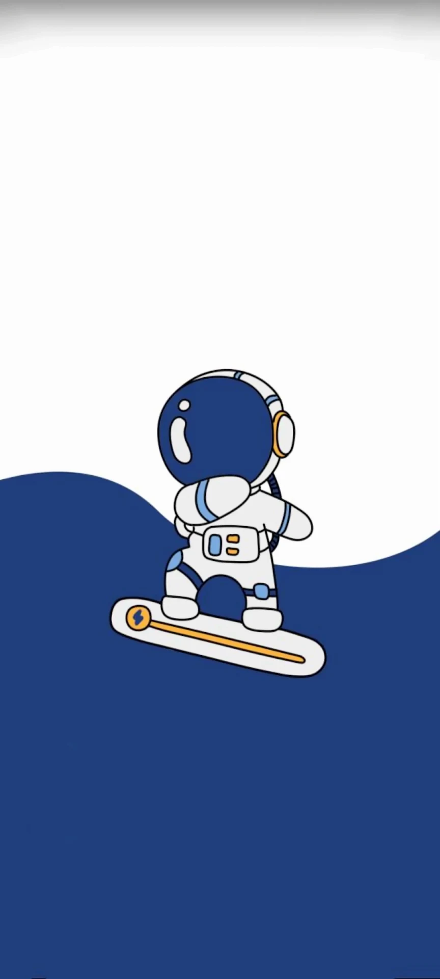 Cute astronaut snowboarding on blue wave against white sky - Free 4K mobile Wallpaper