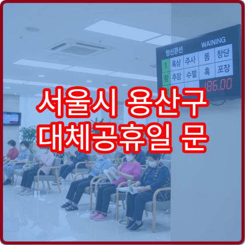 서울시 용산구 대체공휴일 문 여는 약국 확인 연휴 조제 가능 여부 안내