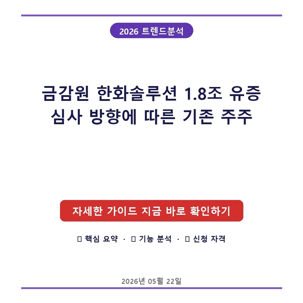 금감원 한화솔루션 1.8조 유증 심사 방향에 따른 기존 주주 유상증자 참여 및 실권주 대응 전략