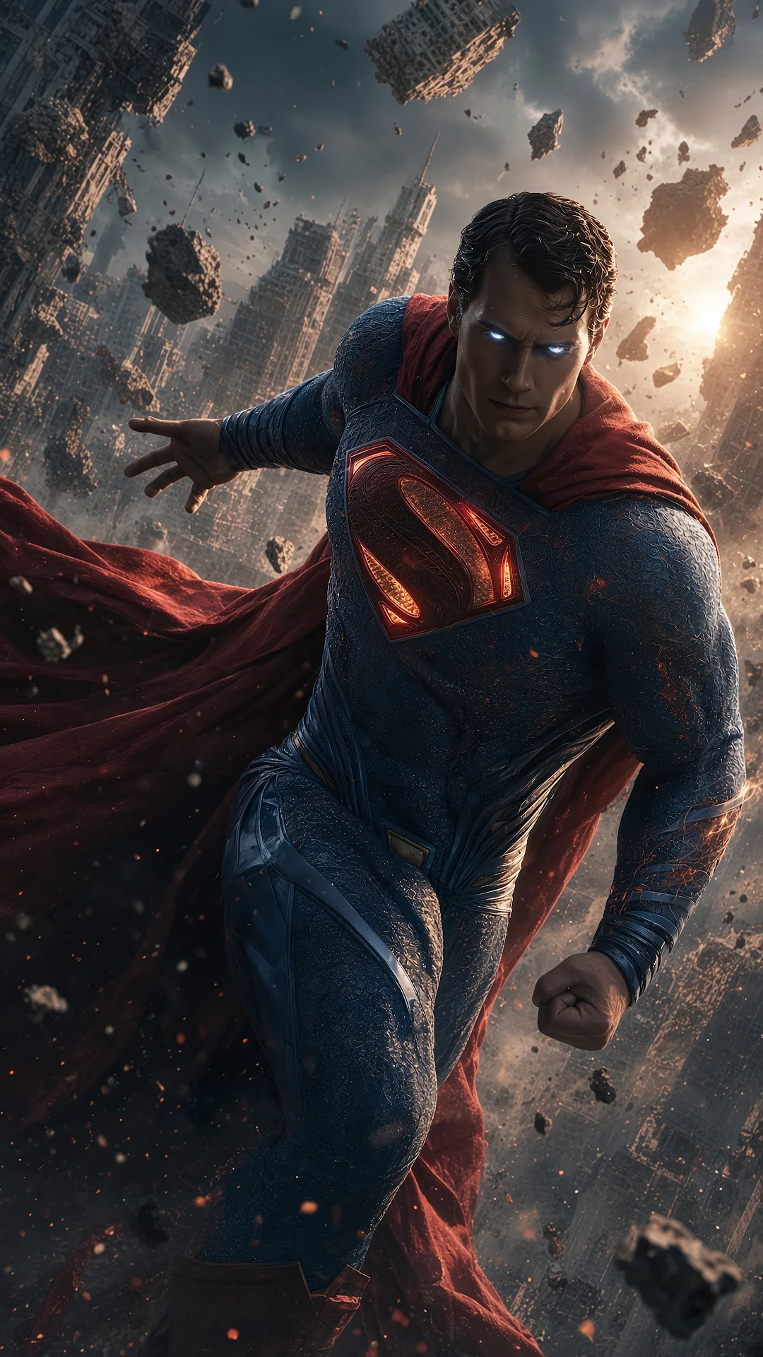 Superman Flying Glowing Crest HD - Free 4K mobile Wallpaper