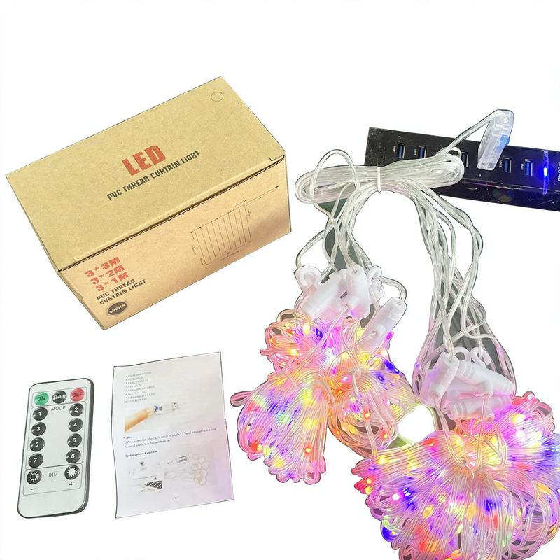 LED Copper Wire Curtain String Lights with Remote Control