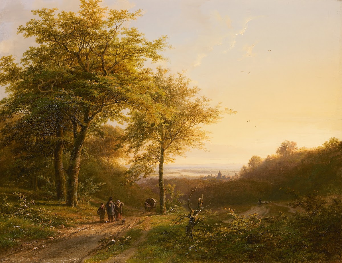 Boslandschap met wandelaars 1887