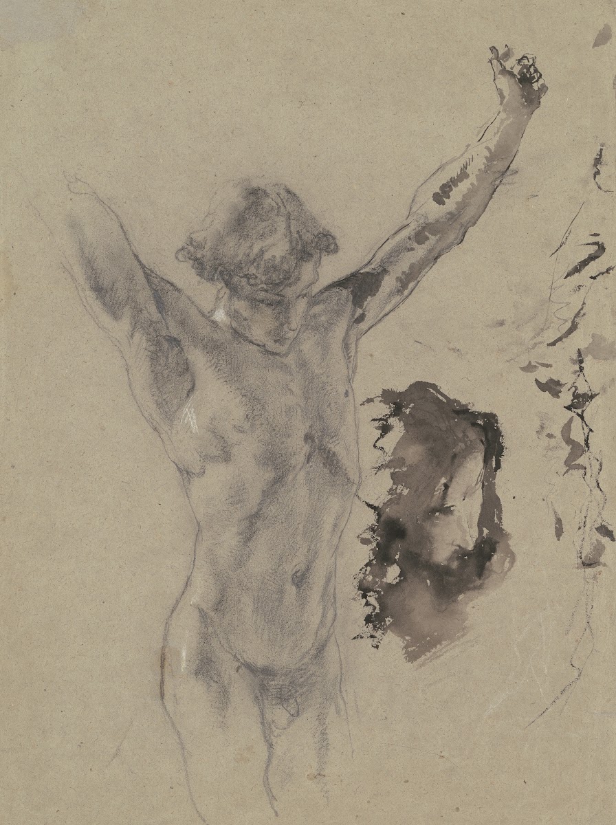 Study of the Figure and Head of Christ in Christ on the Cross and Mary Magdalene