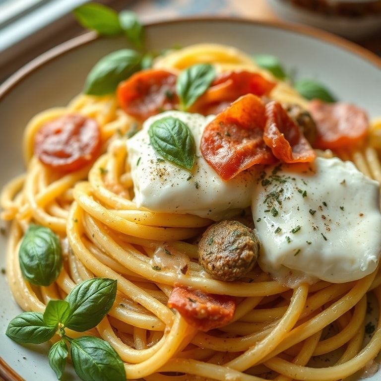 Creamy Basil and Garlic Pasta with Burrata and Prosciutto – Easy Homemade Dinner in 40 Minutes
