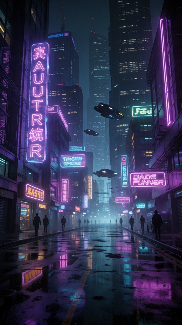 사이버펑크 시티 — Krea 2 Turbo 8-step, 720x1280, 16초
