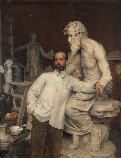 Portrait of Monsieur Dominique Jean Baptiste Hugues in his studio 1890