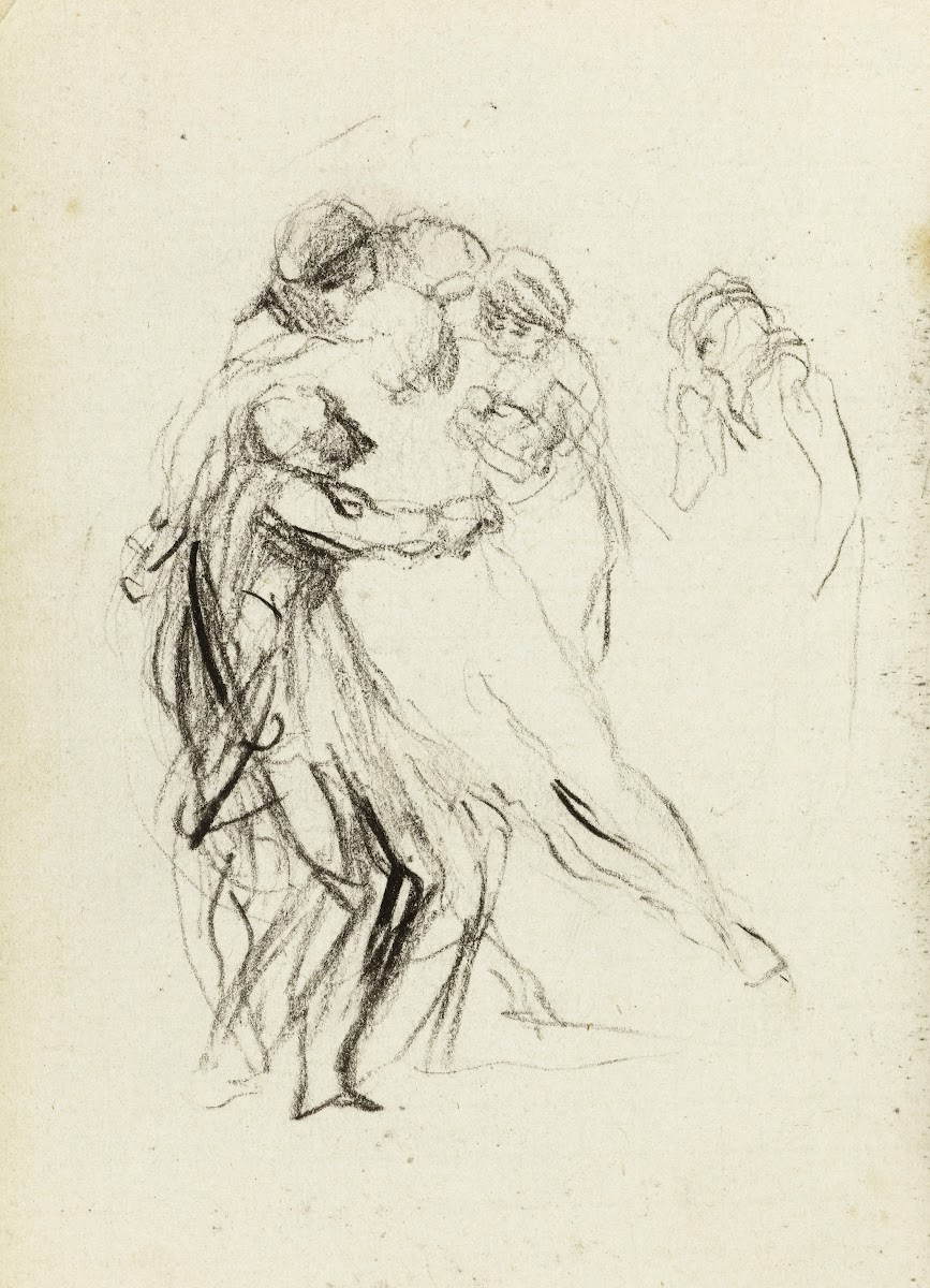 Etude de plusieurs hommes formant une ronde 1872