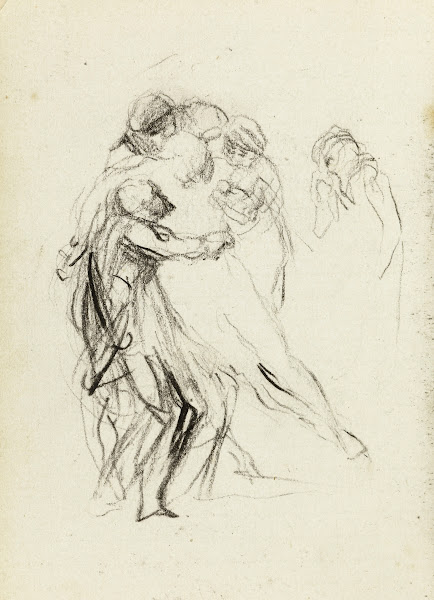 Etude de plusieurs hommes formant une ronde 1872