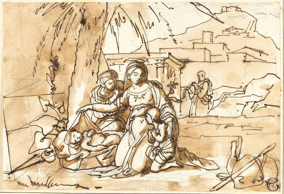Madonna And Child Saint Anne And Infant Saint John With Saint Joseph In Backgrou