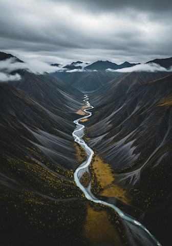 Dramatic Icelandic Mountain River Valley