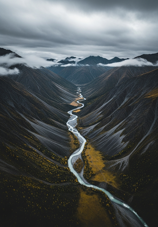 Dramatic Icelandic Mountain River Valley