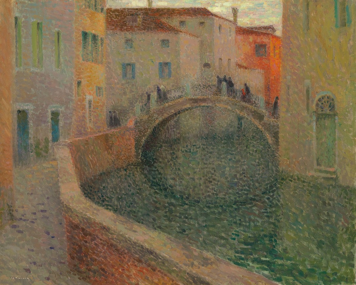 Le petit canal soir gris Venise 1907