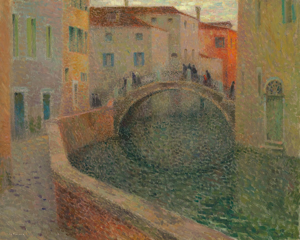 Le petit canal soir gris Venise 1907