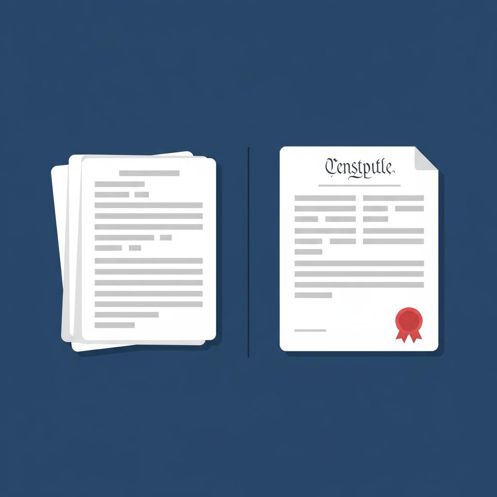 Minimalist 2D vector split showing stylized Federalist Papers pages and a Constitution sheet on a deep blue background conveying constitutional republic theme