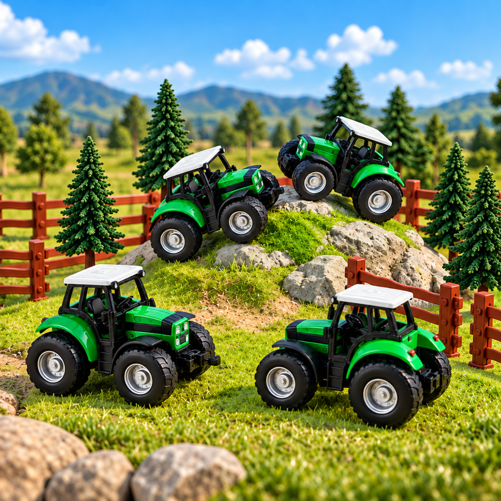 36Pcs Tractor Cake Topper Set with Farmer, Trees & Fences - Farm Theme Birthday Party Supplies for Kids Boys Girls, Farm Cake Decorations for Halloween, Christmas, Holiday Parties view 4