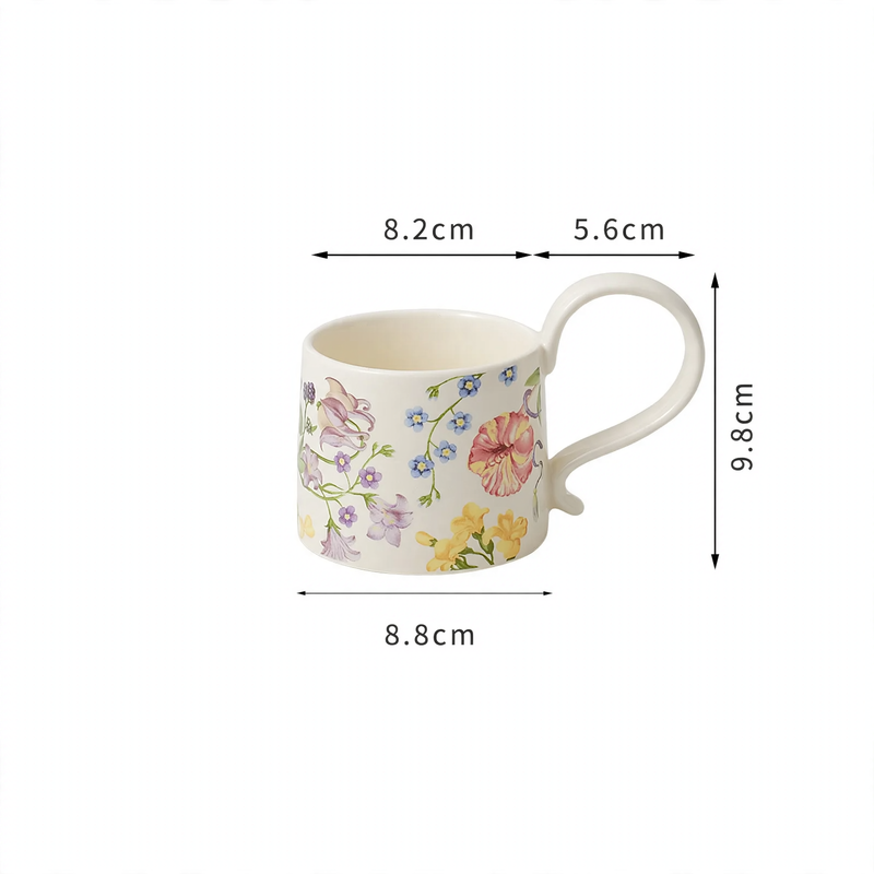 Ceramic coffee cup with floral pattern, 260 ml