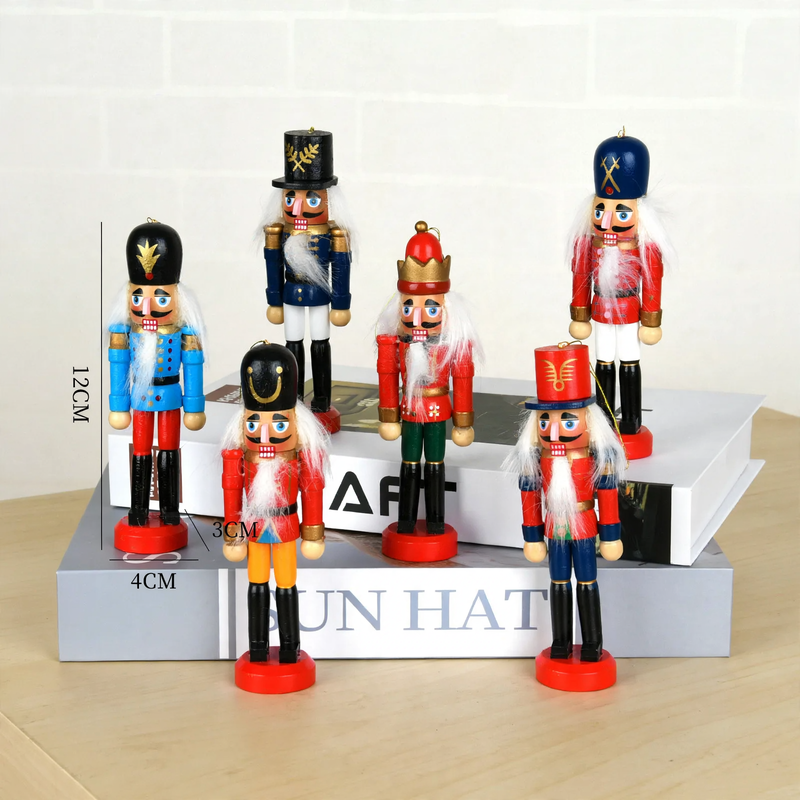 Wooden nutcracker soldiers, set for Christmas decoration