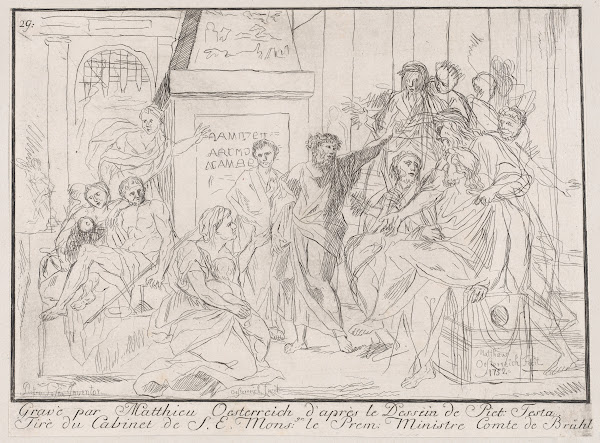 Classical Scene Of Figures Gathered Around An Orator At Right 1752