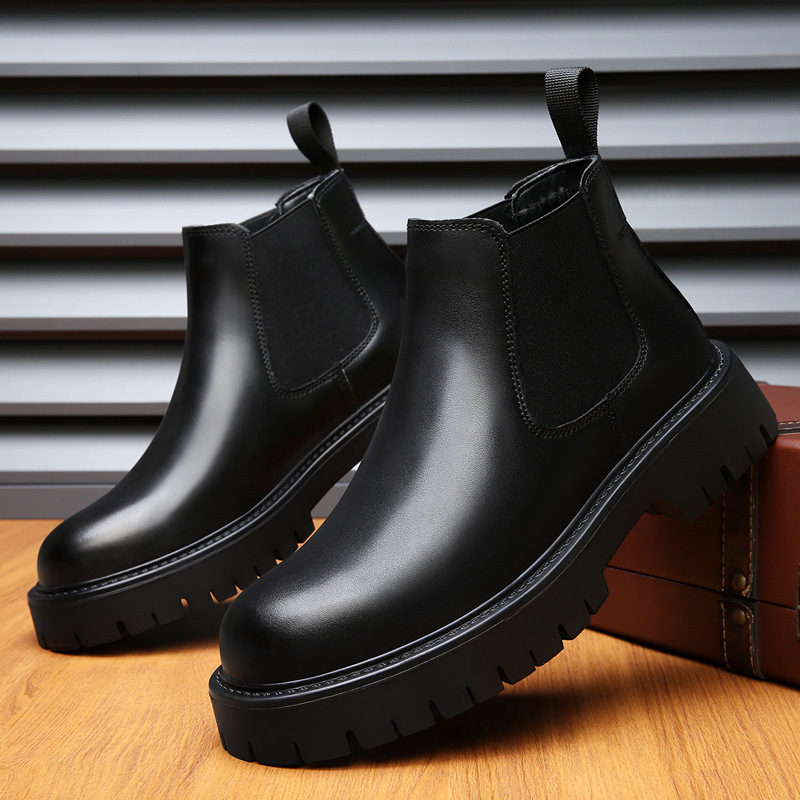 Men's leather boots, insulated, non-slip, business style