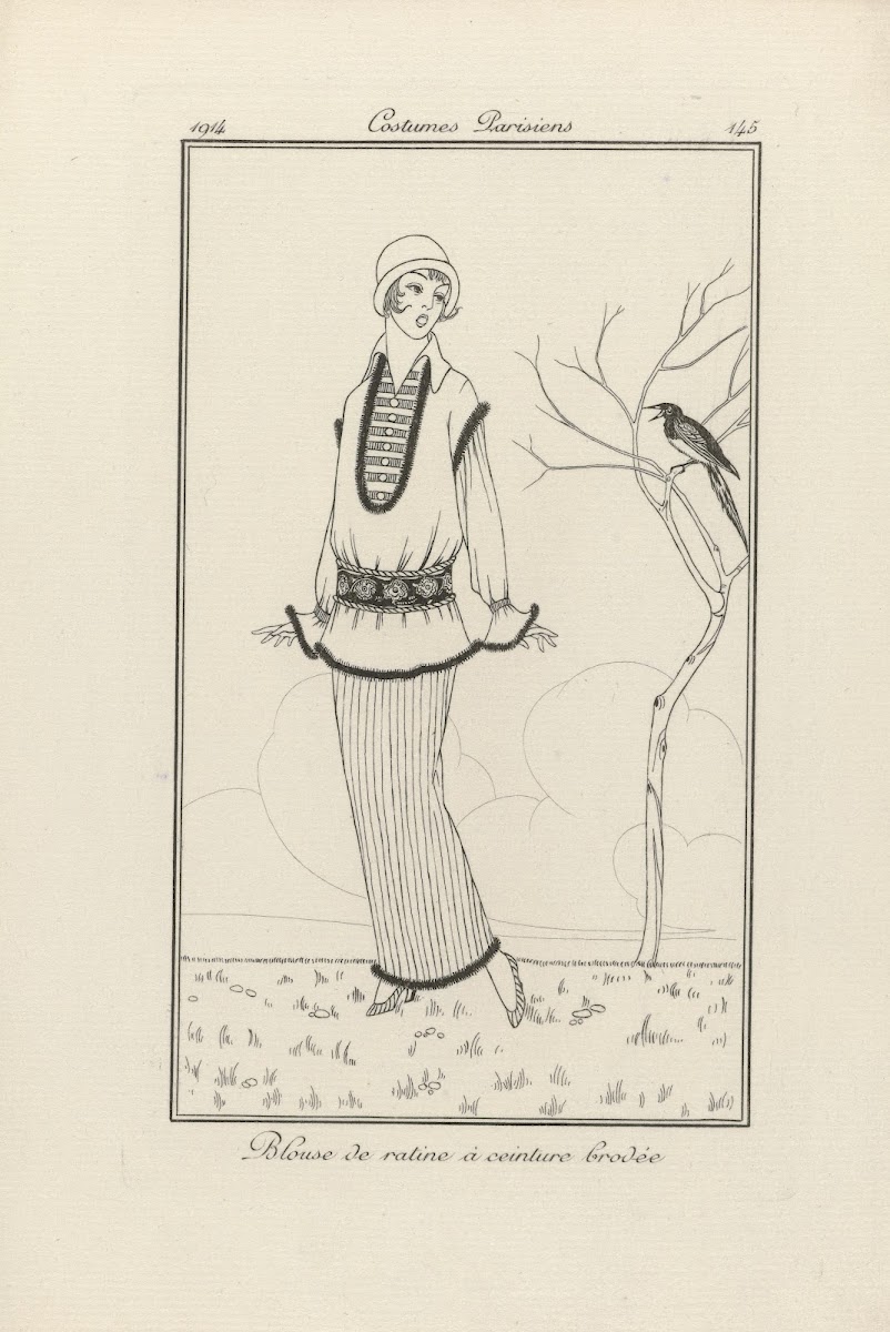 Blouse De Ratine À Ceinture BrodéE 1914