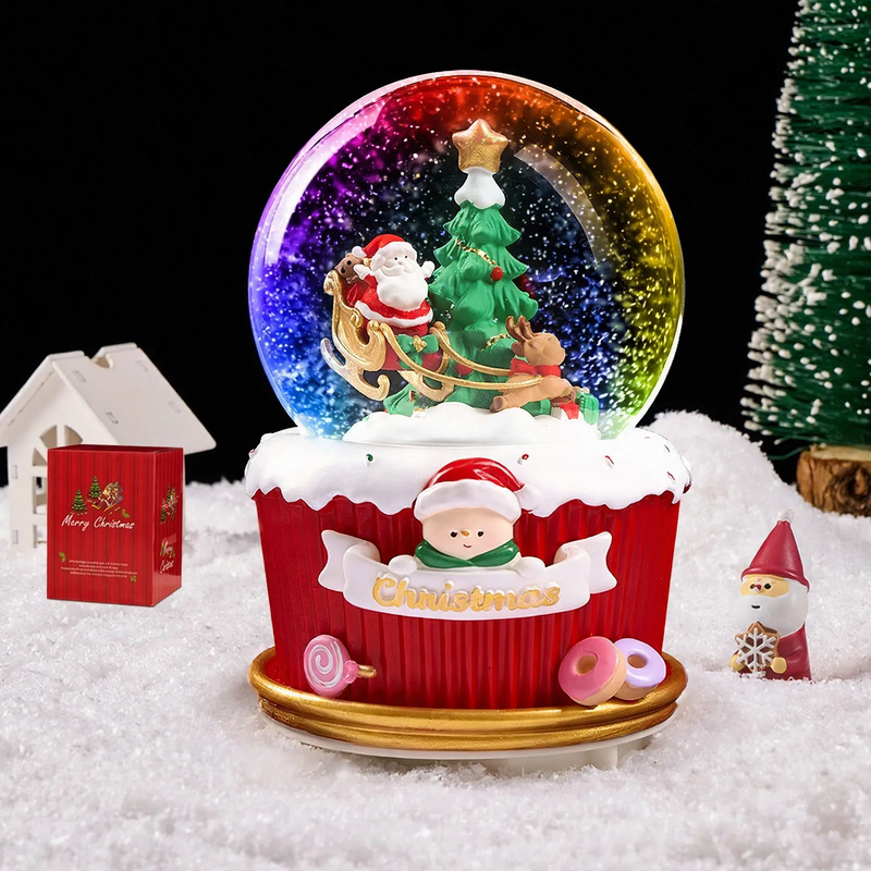 Christmas Snow Globe with Music Box and Coach Design