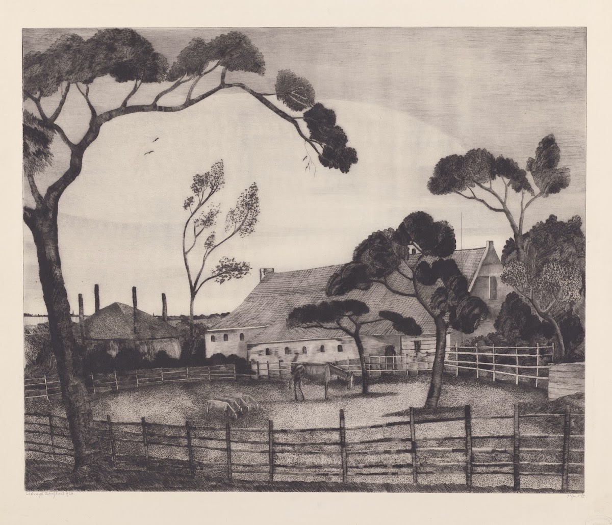Hollands landschap met boerderij en weiland 1926