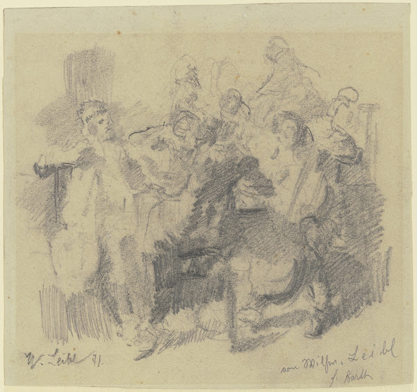 Entwurf zur Tischgesellschaft mit Cellospieler 1871