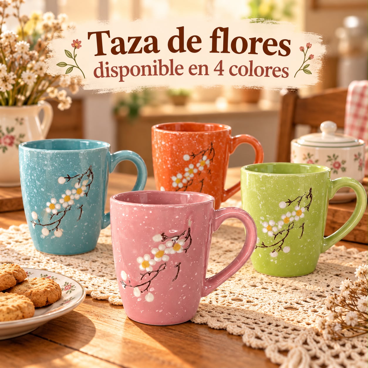 Taza de flores – 4 colores