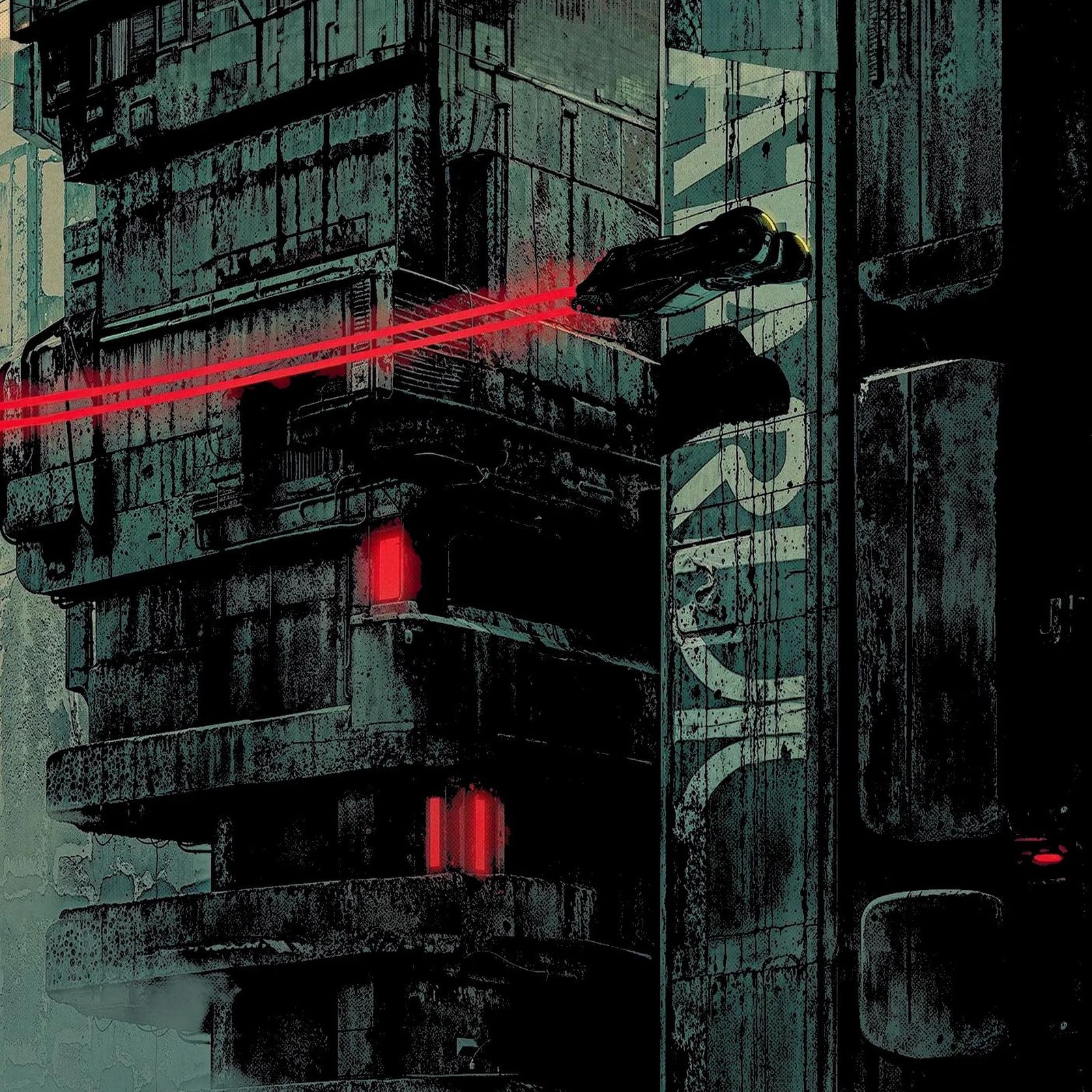 Download Gritty Cyberpunk City Tower Full HD iPhone