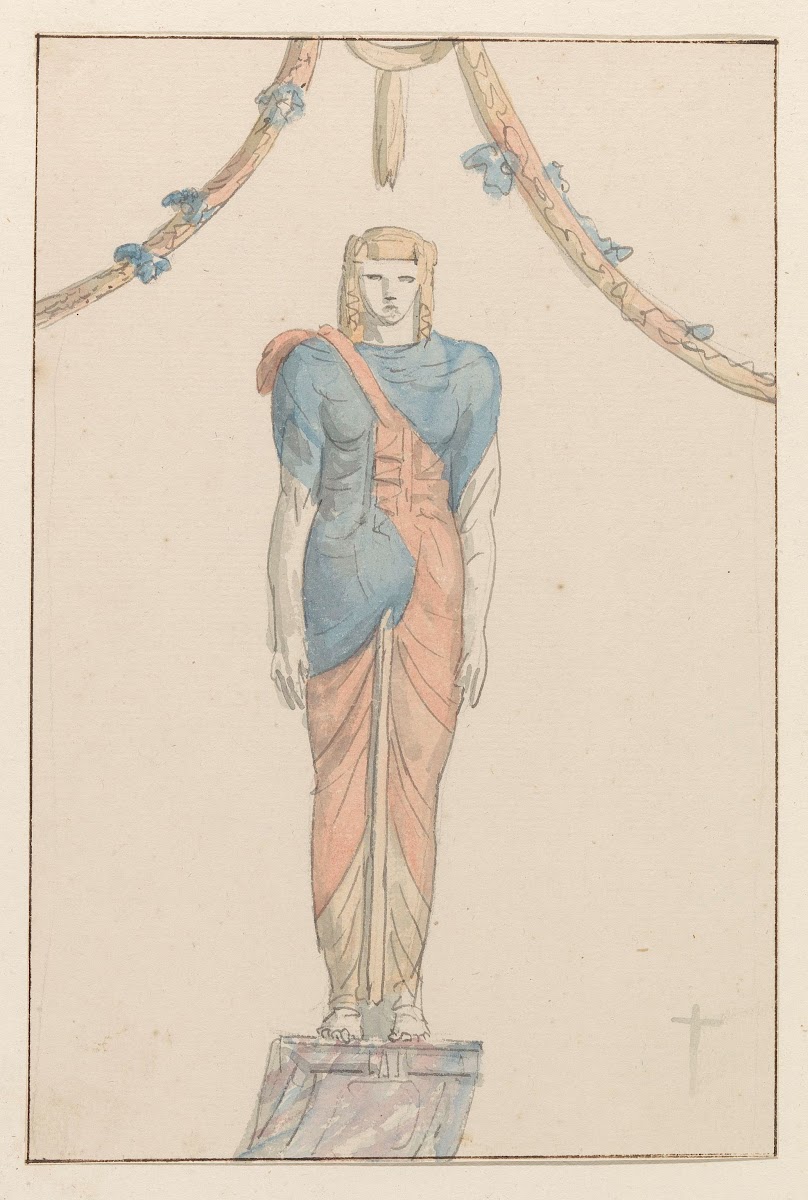 Figuur in reliëf op tempel van Isis te Pompei 1778