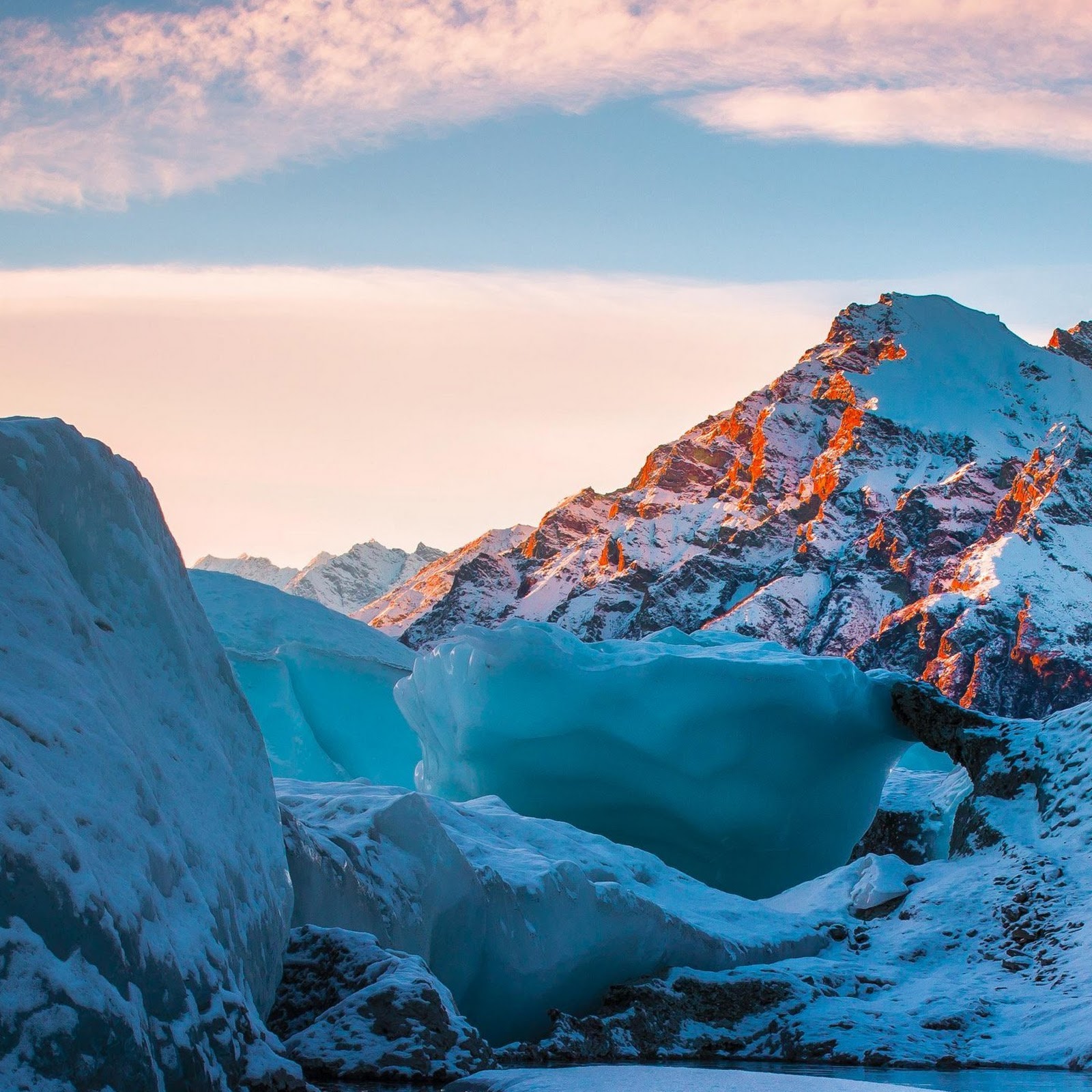 Download Glacier, Mountains, Reflection, Snow 2K iPhone